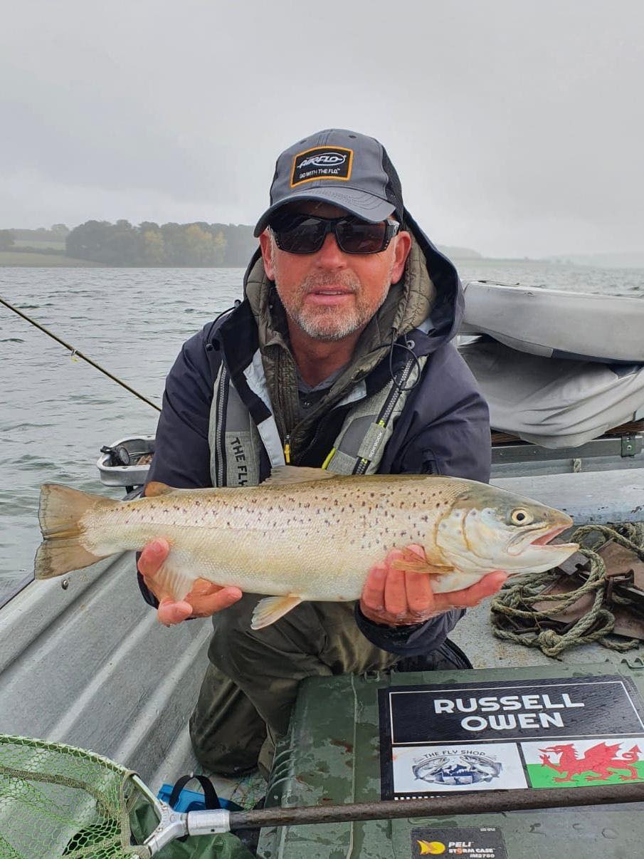 Russ Owen with a 6 pound brown taken on a fly shop candy boobie from Rutland Water