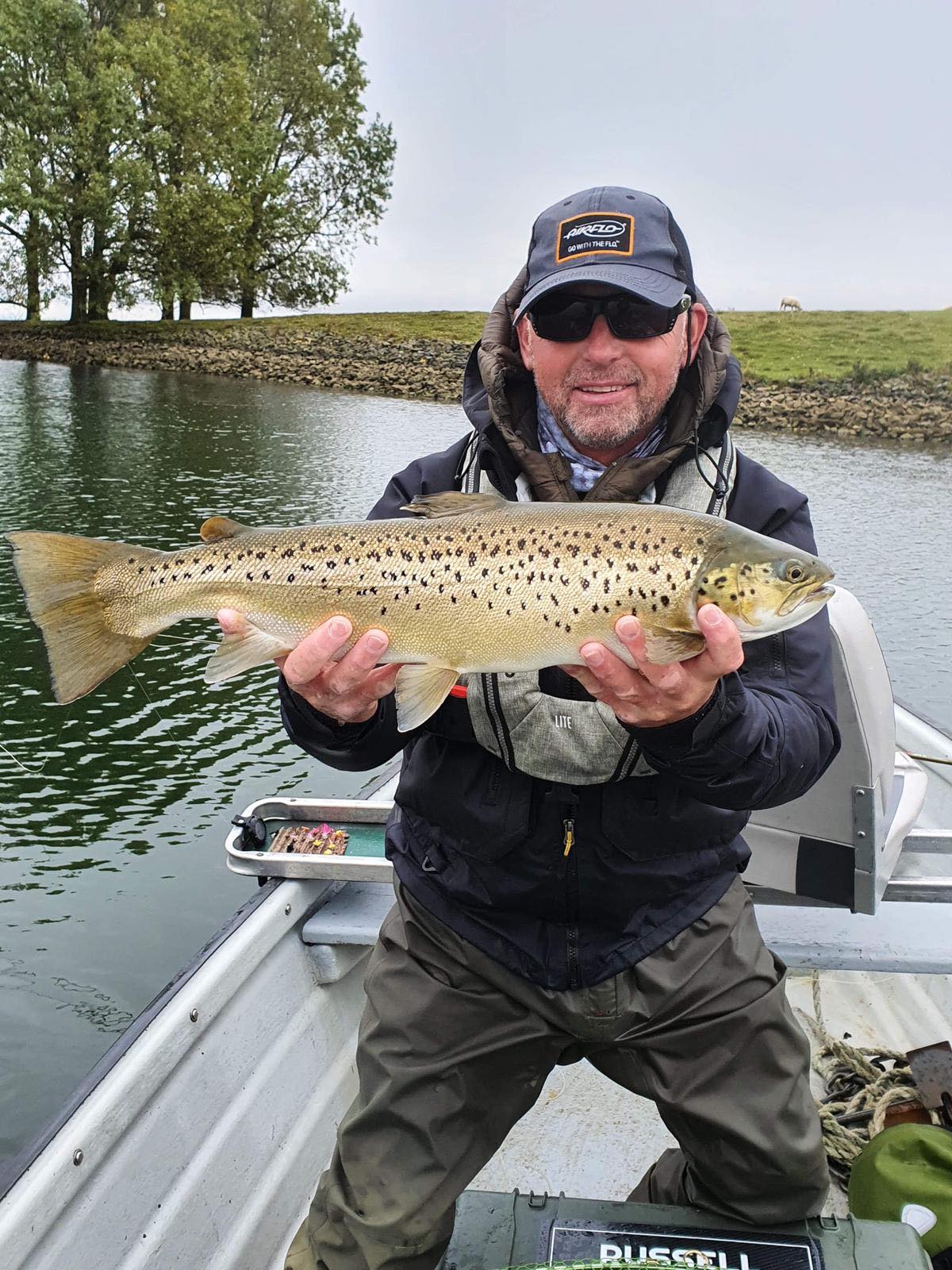 Russ Owen with a 6 pound brown trout at Rutland water taken on a fly shop booby