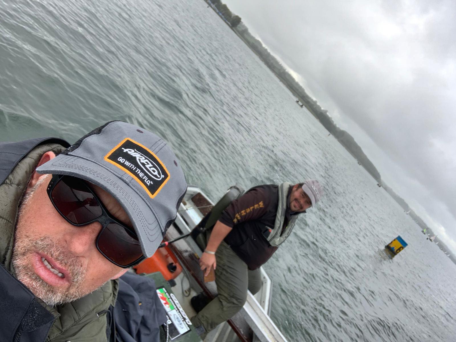 Russ Owen in a boat at Rutland water